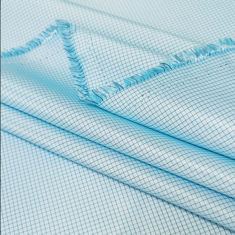 Anti Static 5mm Grid Woven ESD Fabric with Composition 98% Polyester 2% Carbon for Clean Room Garments