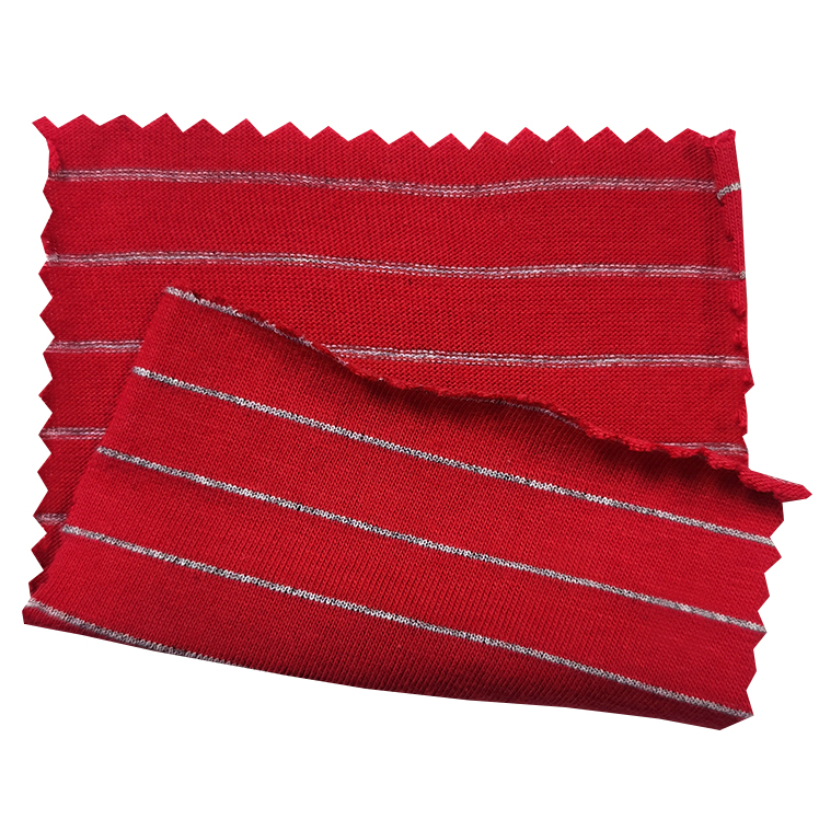 Red 10mm Stripe Knitted ESD Antistatic Cotton Sweat absorption Fabric with 98% Cotton 2% Carbon for Cleanroom T-shirts
